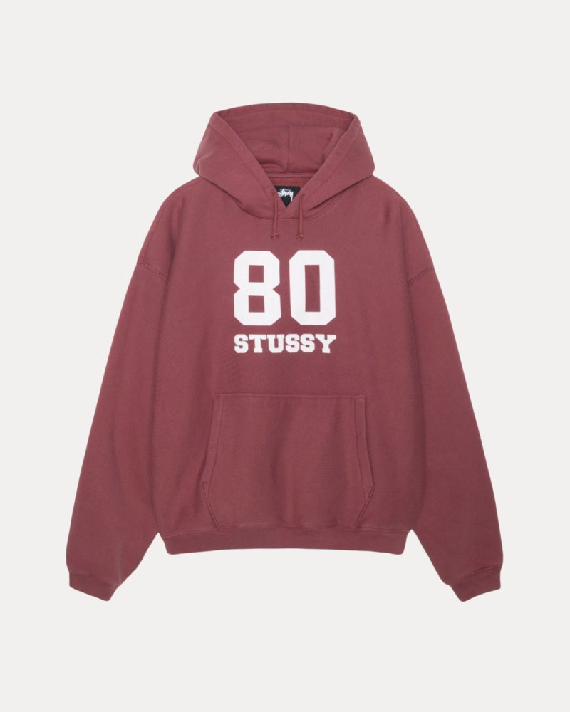 Stussy Hættetrøje Rød - Stüssy 80 Relaxed Hoodie Herre CJ41-1971F2