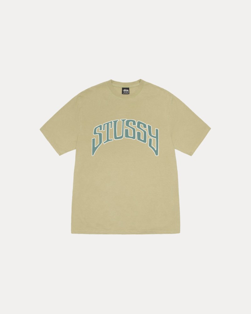 Stussy T Shirts Lysegrøn - Stüssy Arched Tee Pigment Dyed Dame JA60-7750V4