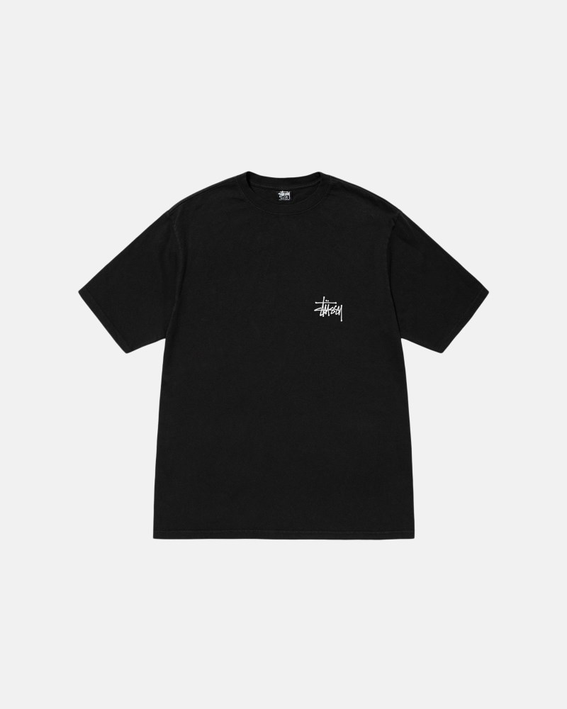 Stussy T Shirts Sort - Basic Stüssy Tee Pigment Dyed Dame MB89-3409N9