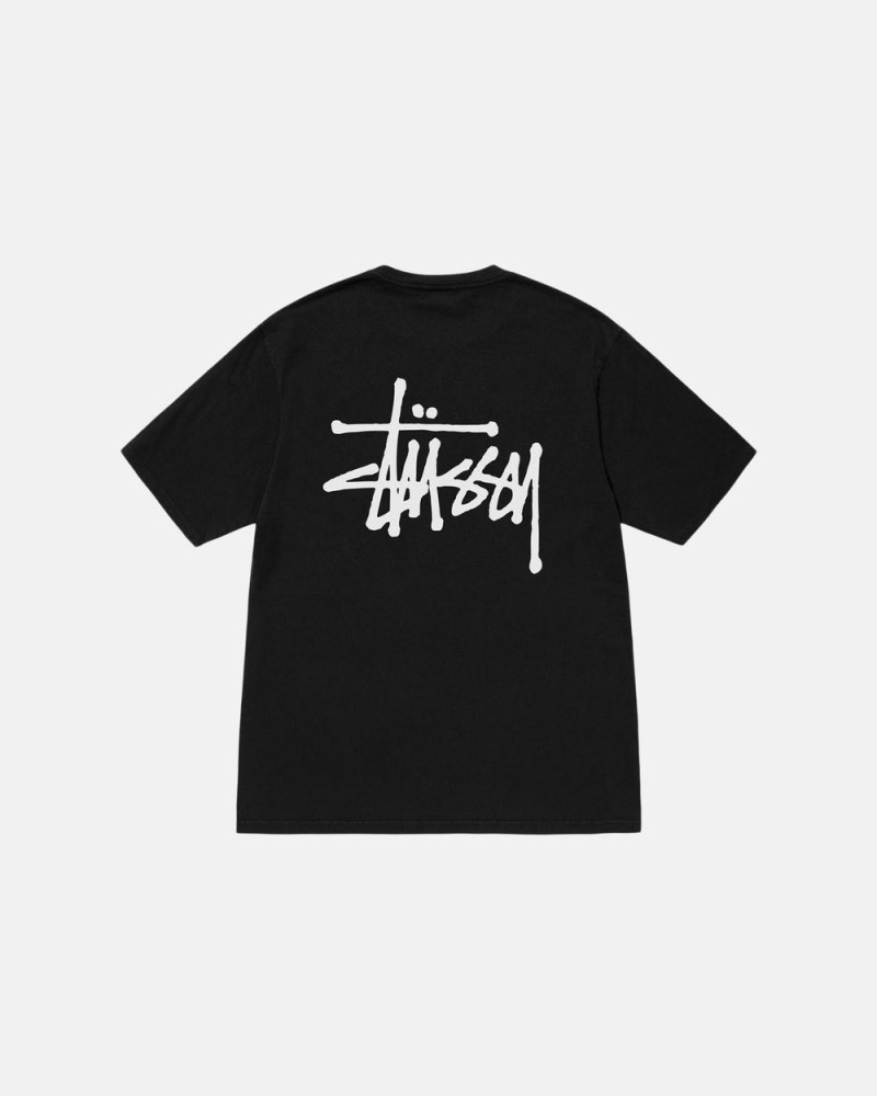 Stussy T Shirts Sort - Basic Stüssy Tee Pigment Dyed Dame MB89-3409N9