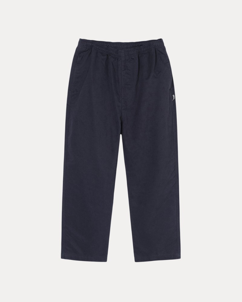 Stussy Bukser Mørkeblå - Stüssy Beach Pant Brushed Cotton Dame FD24-4254N7