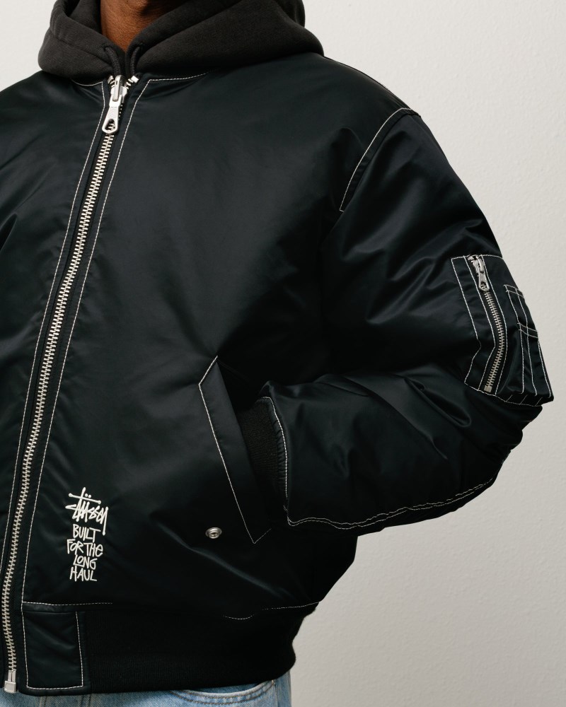 Stussy Jakker Sort - Stüssy Built Reversible Bomber Jacket Herre KO98-6318H5