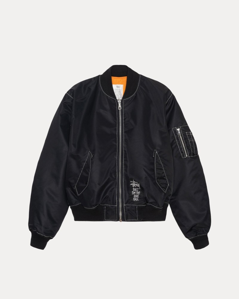 Stussy Jakker Sort - Stüssy Built Reversible Bomber Jacket Herre KO98-6318H5