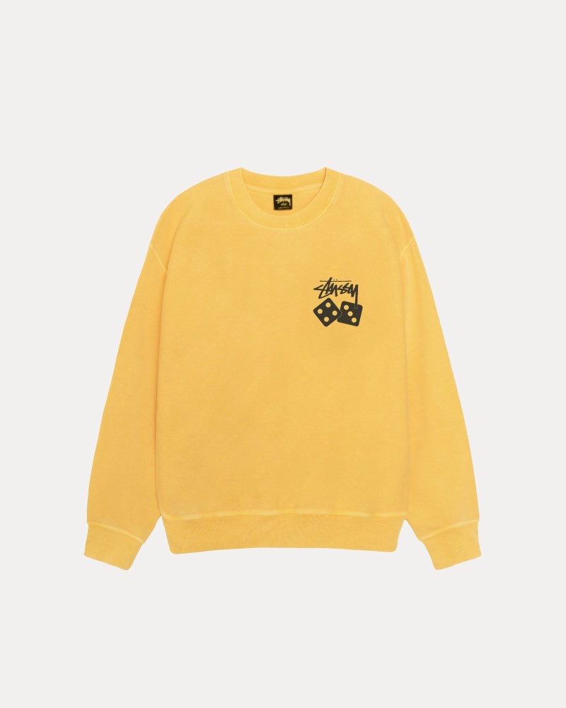 Stussy Crewneck Gul - Stüssy Dice Crew Pigment Dyed Herre HQ98-5788V0
