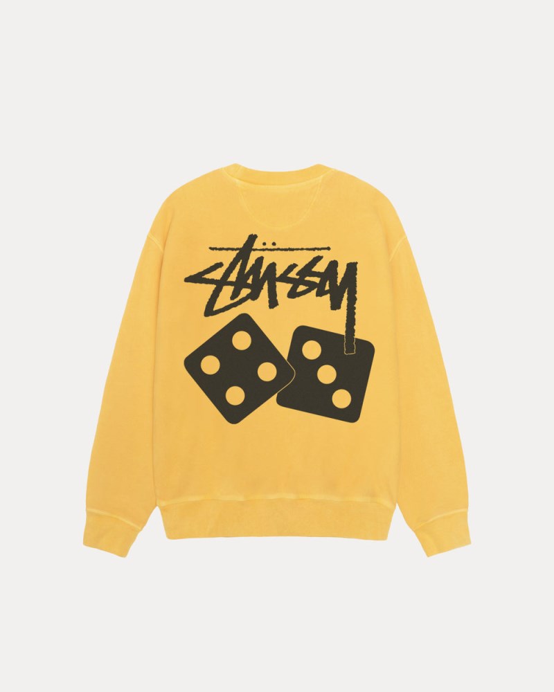 Stussy Crewneck Gul - Stüssy Dice Crew Pigment Dyed Herre HQ98-5788V0