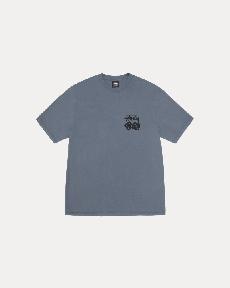 Stussy T Shirts Mørkeblå - Stüssy Dice Tee Pigment Dyed Dame CR40-1770U7