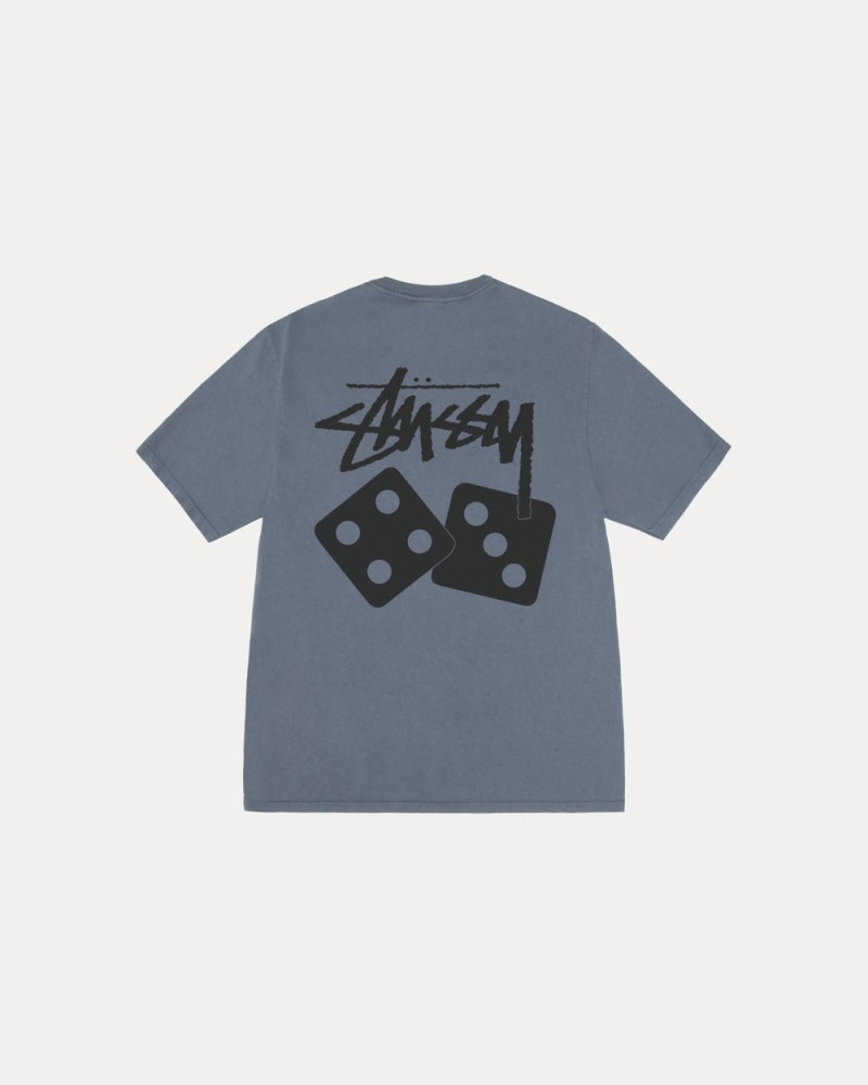 Stussy T Shirts Mørkeblå - Stüssy Dice Tee Pigment Dyed Dame CR40-1770U7