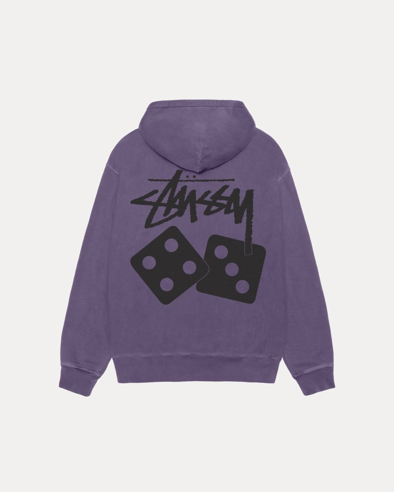 Stussy Hættetrøje Lilla - Stüssy Dice Zip Hoodie Pigment Dyed Dame LC81-0061N1
