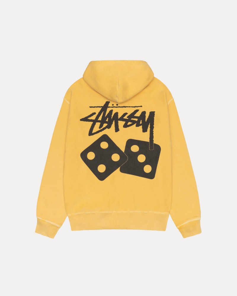Stussy Hættetrøje Gul - Stüssy Dice Zip Hoodie Pigment Dyed Dame OZ39-0889A5