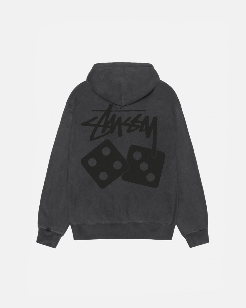 Stussy Hættetrøje Sort - Stüssy Dice Zip Hoodie Pigment Dyed Dame WY30-3450P3