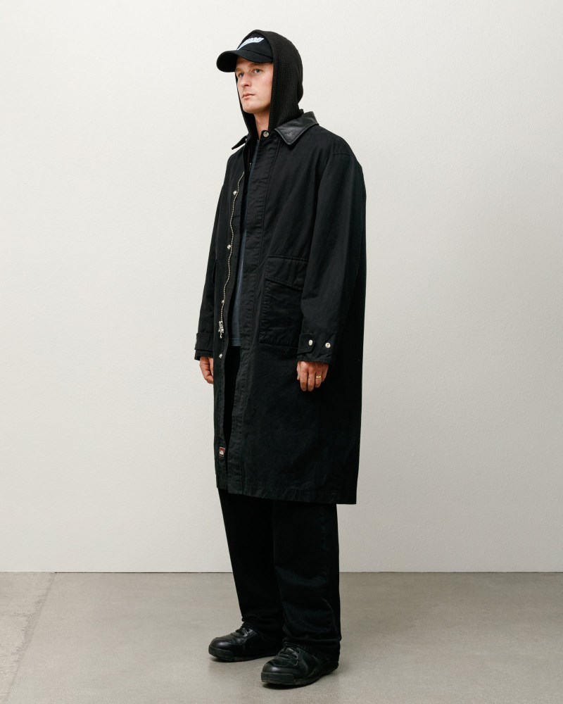 Stussy Frakker Sort - Stüssy Duster Coat Dame WR54-9204A3