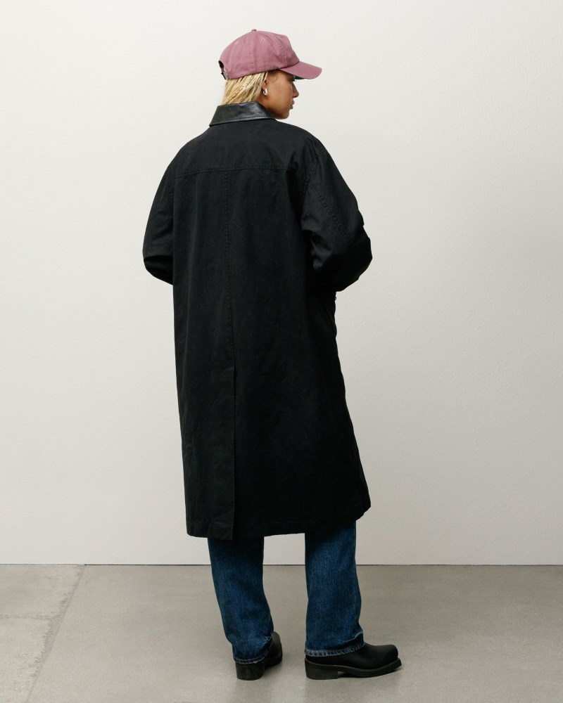Stussy Frakker Sort - Stüssy Duster Coat Dame WR54-9204A3