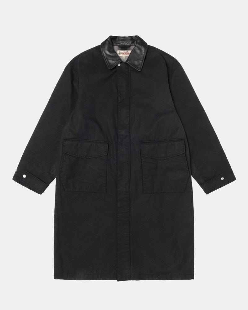Stussy Frakker Sort - Stüssy Duster Coat Dame WR54-9204A3