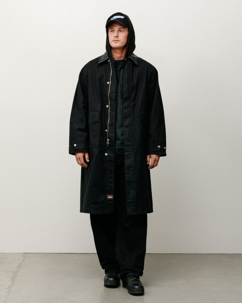 Stussy Frakker Sort - Stüssy Duster Coat Dame WR54-9204A3