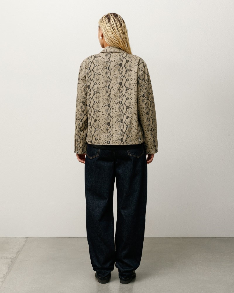 Stussy Jakker Slangeprint - Stüssy Garage Jacket Gabardine Herre JP77-1767P1