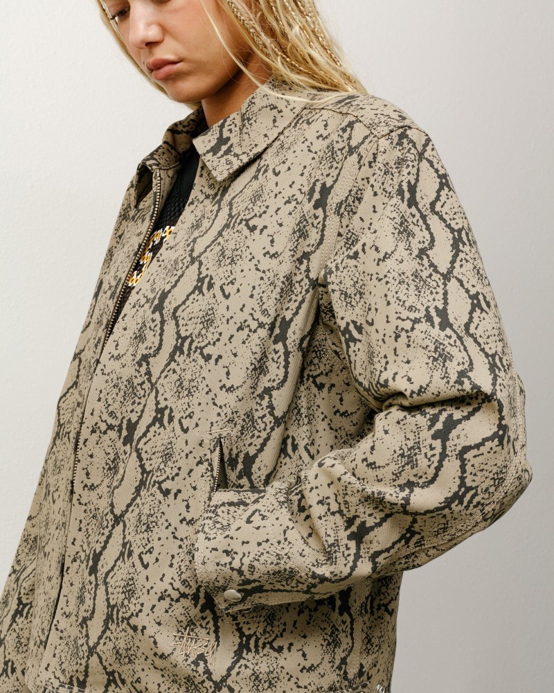 Stussy Jakker Slangeprint - Stüssy Garage Jacket Gabardine Herre JP77-1767P1