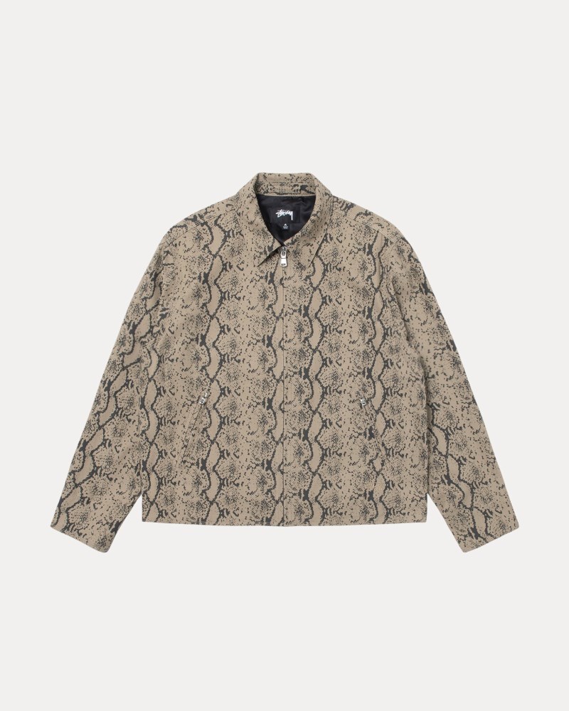 Stussy Jakker Slangeprint - Stüssy Garage Jacket Gabardine Herre JP77-1767P1