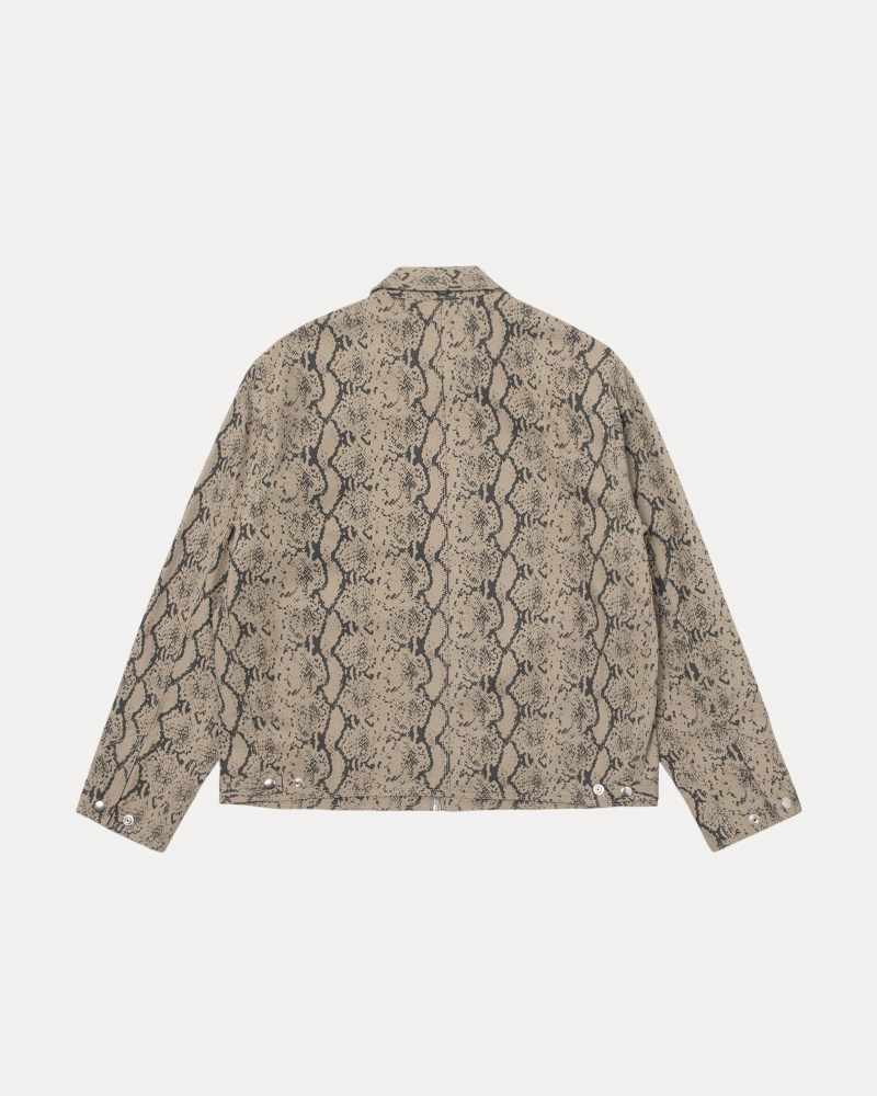 Stussy Jakker Slangeprint - Stüssy Garage Jacket Gabardine Herre JP77-1767P1