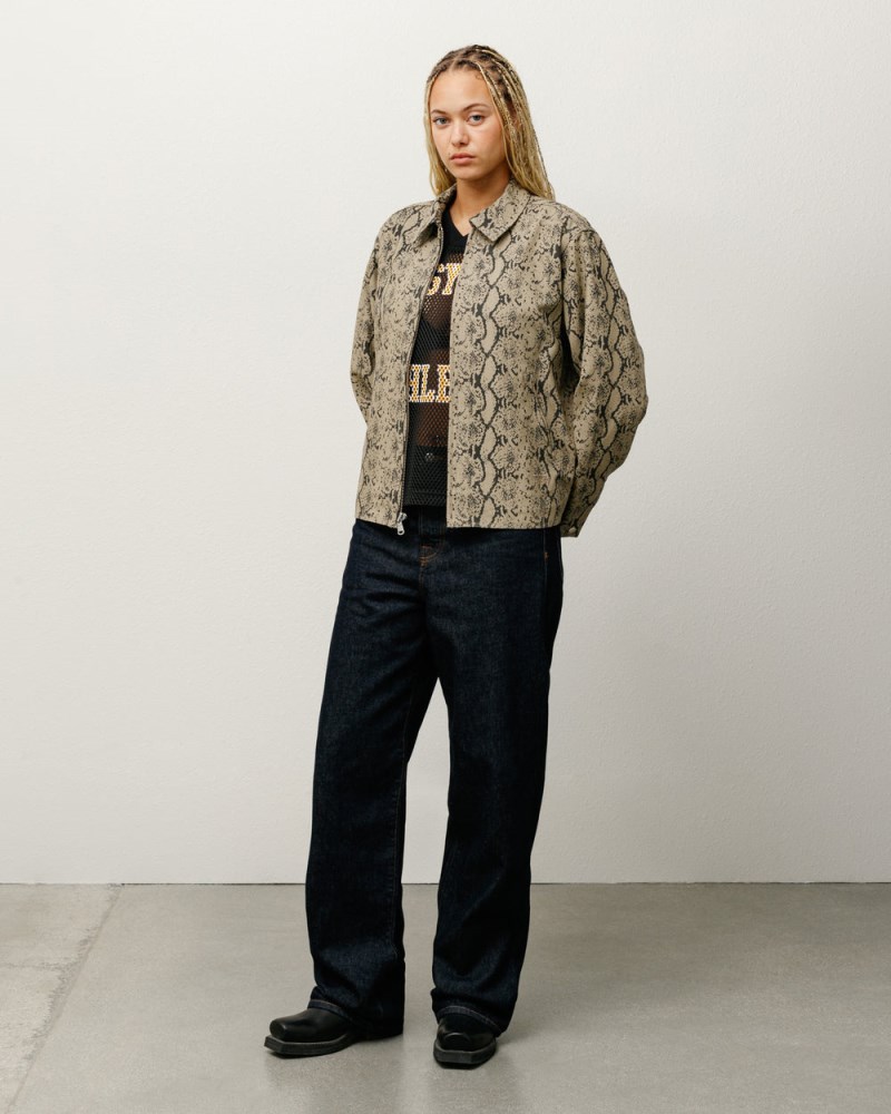 Stussy Jakker Slangeprint - Stüssy Garage Jacket Gabardine Herre JP77-1767P1