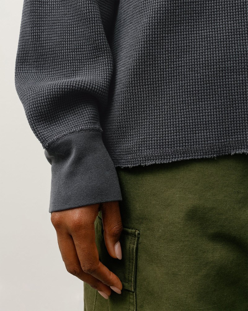 Stussy Sweatshirts Mørkegrå - Stüssy Garment Dyed Ls Thermal Dame XD31-6691P6