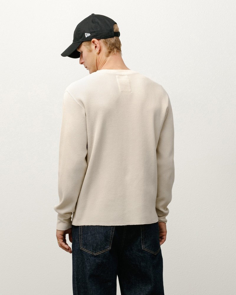 Stussy Sweatshirts Hvide - Stüssy Garment Dyed Ls Thermal Herre SC41-2671H8