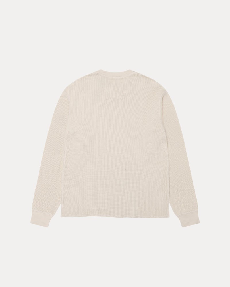 Stussy Sweatshirts Hvide - Stüssy Garment Dyed Ls Thermal Herre SC41-2671H8