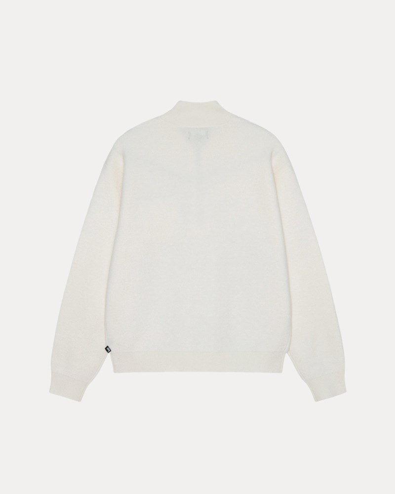 Stussy Trøjer Hvide - Stüssy Half Zip Mock Neck Sweater Herre WC22-8992H7