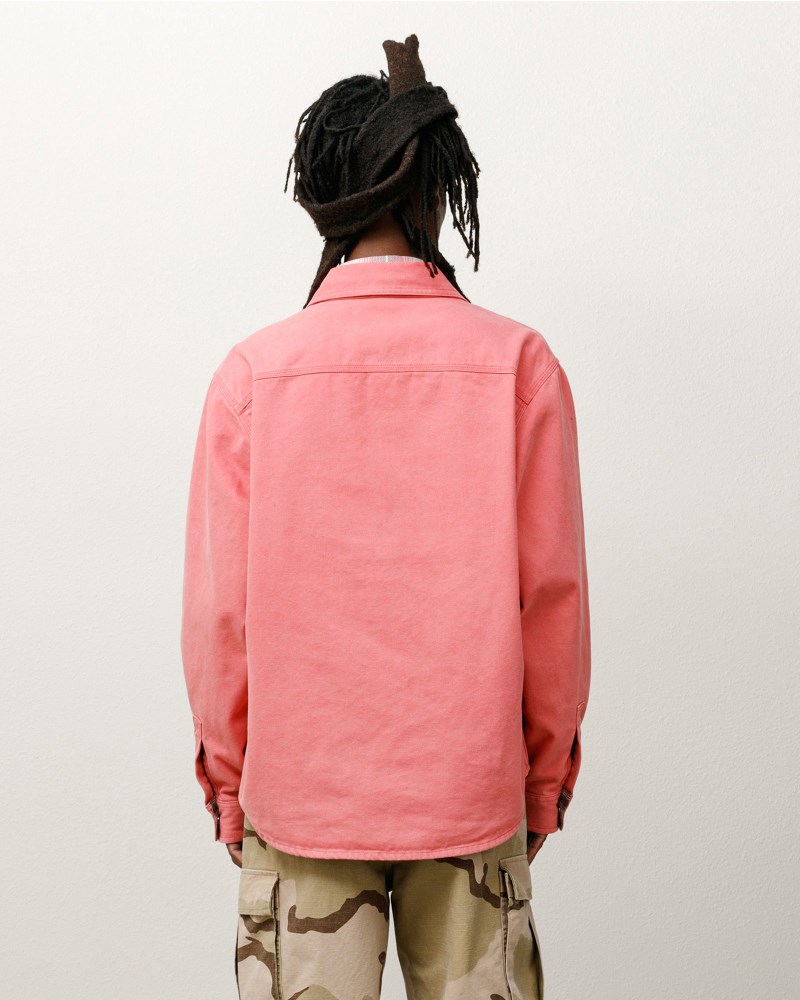 Stussy Skjorte Koral - Stüssy Heavy Washed Canvas Shirt Dame IG82-3522R7