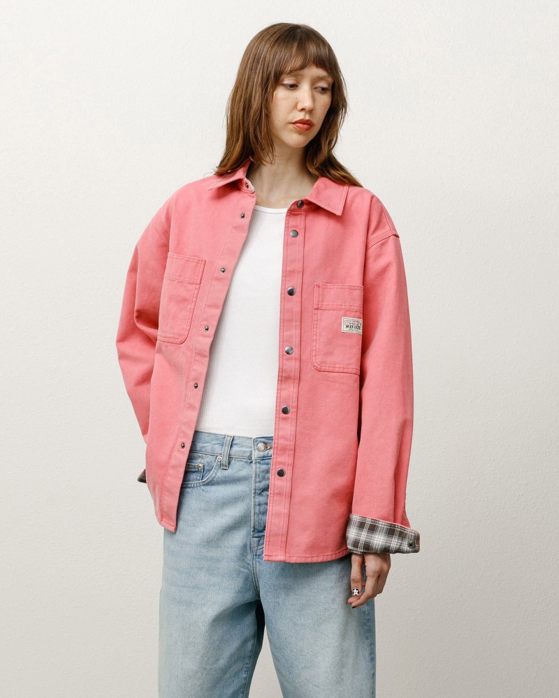 Stussy Skjorte Koral - Stüssy Heavy Washed Canvas Shirt Dame IG82-3522R7