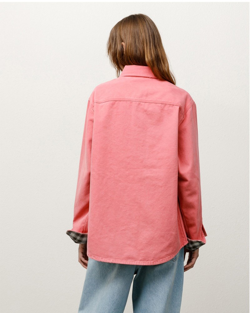 Stussy Skjorte Koral - Stüssy Heavy Washed Canvas Shirt Dame IG82-3522R7