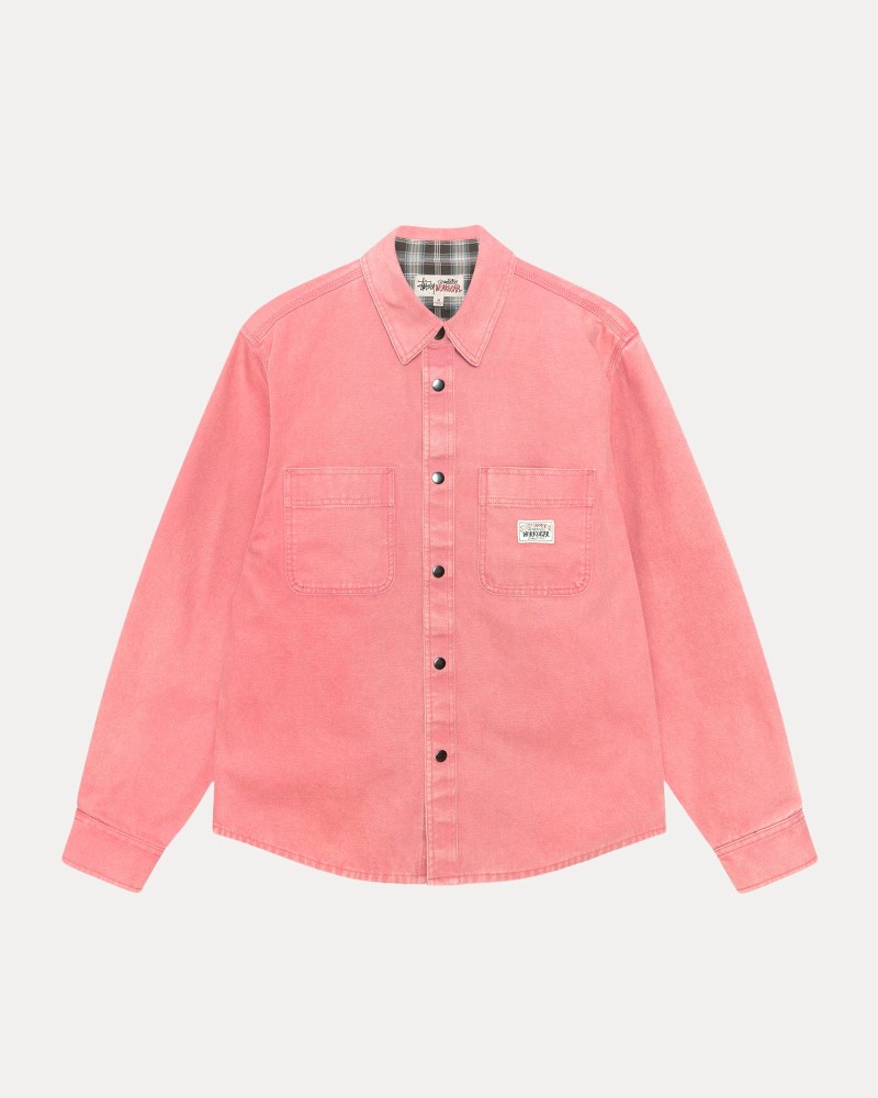 Stussy Skjorte Koral - Stüssy Heavy Washed Canvas Shirt Dame IG82-3522R7