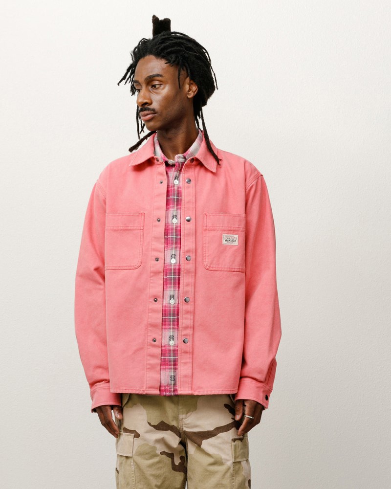 Stussy Skjorte Koral - Stüssy Heavy Washed Canvas Shirt Dame IG82-3522R7