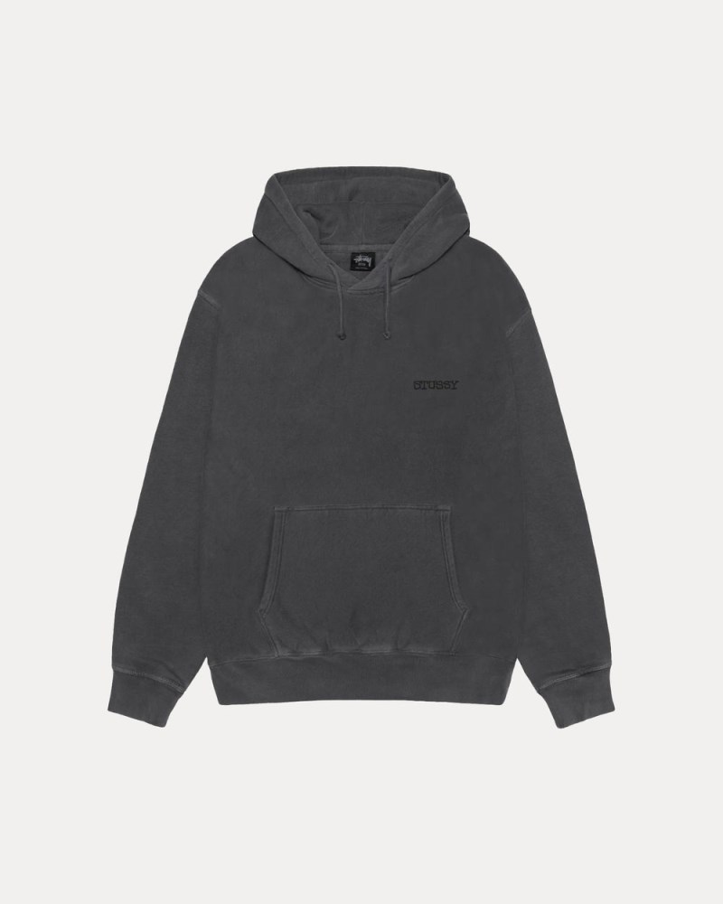 Stussy Hættetrøje Sort - Stüssy Jumbo Hoodie Pigment Dyed Herre LH39-8299P5