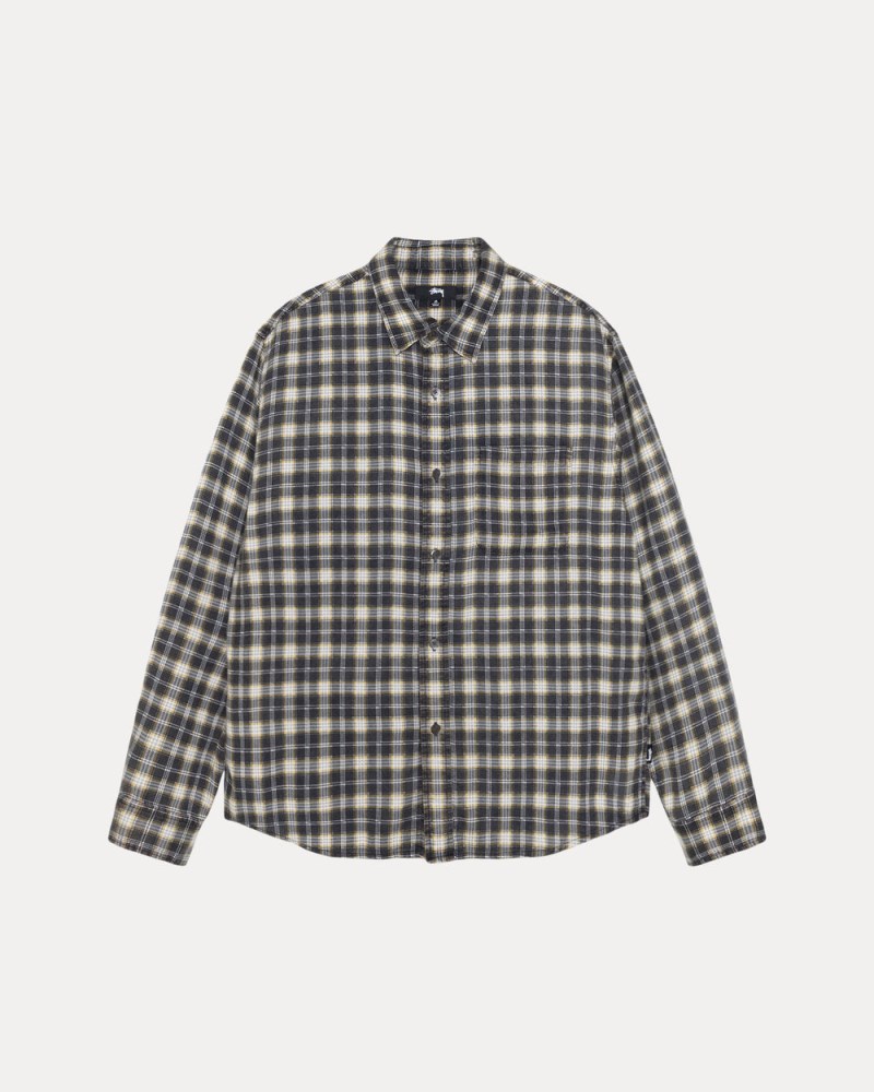 Stussy Skjorte Sort - Stüssy Matthew Shirt Printed Plaid Dame DJ62-4492W4