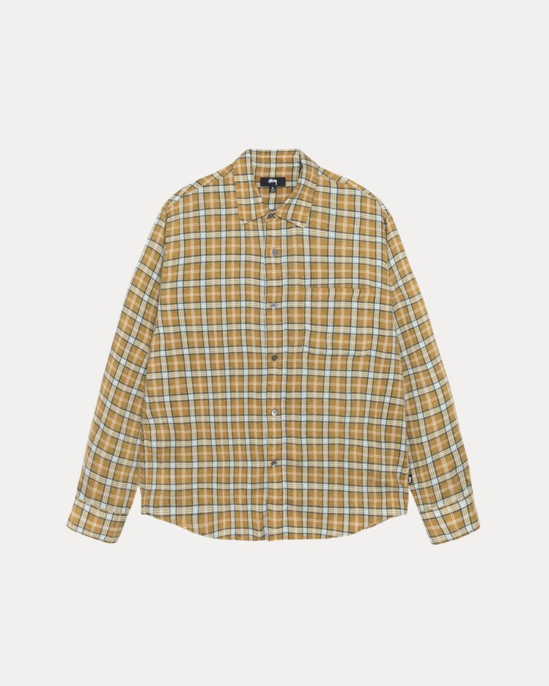 Stussy Skjorte Guld - Stüssy Matthew Shirt Printed Plaid Herre YJ48-5538A4