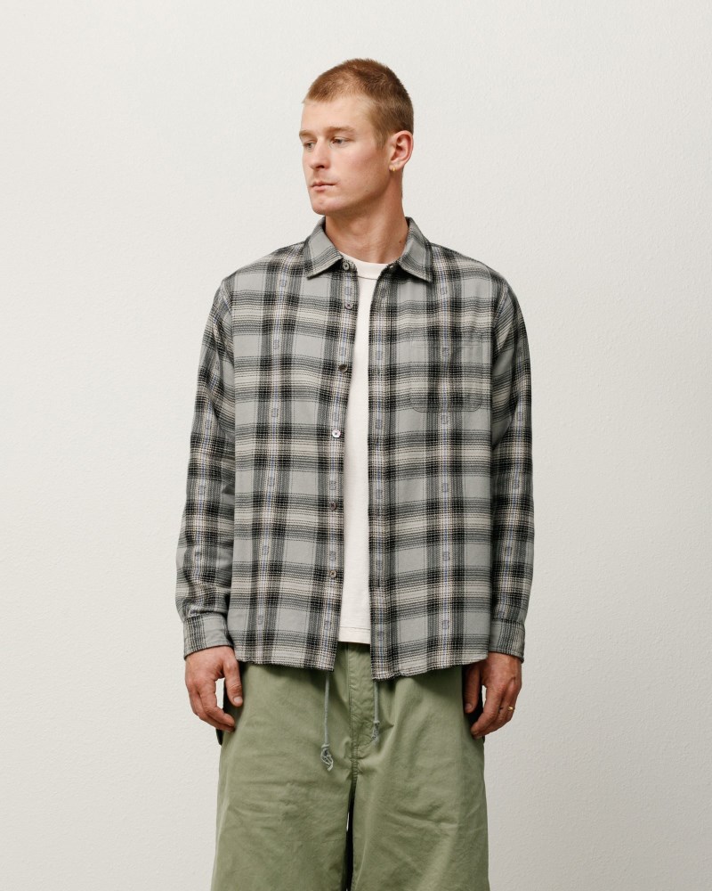 Stussy Skjorte Grå - Stüssy Motif Plaid Shirt Dame JI61-1211H8