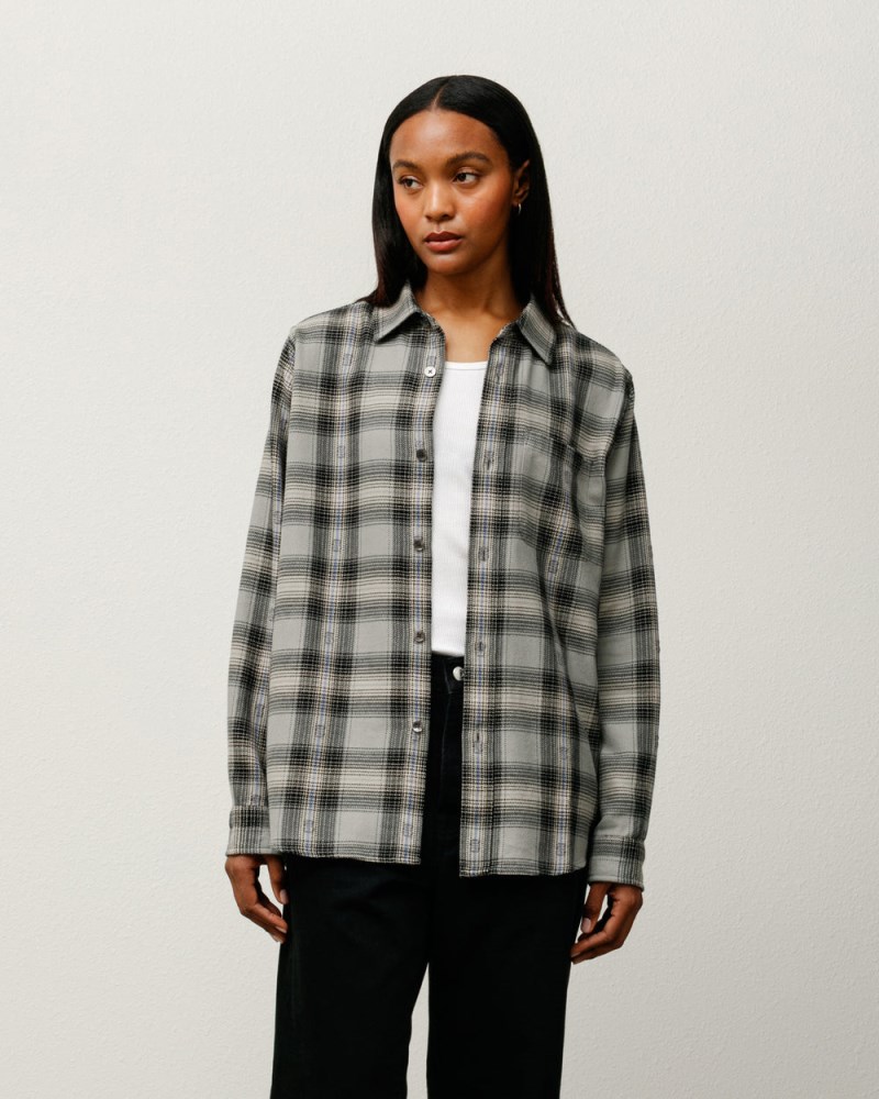 Stussy Skjorte Grå - Stüssy Motif Plaid Shirt Dame JI61-1211H8