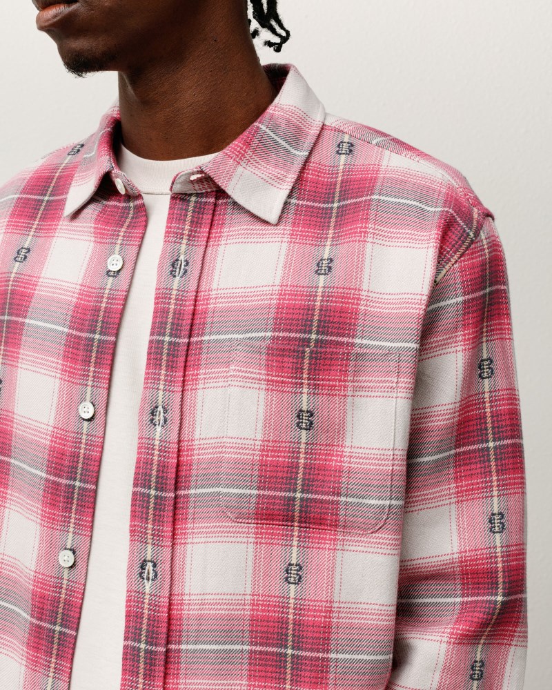 Stussy Skjorte Lyserød - Stüssy Motif Plaid Shirt Herre MO93-4763Q3