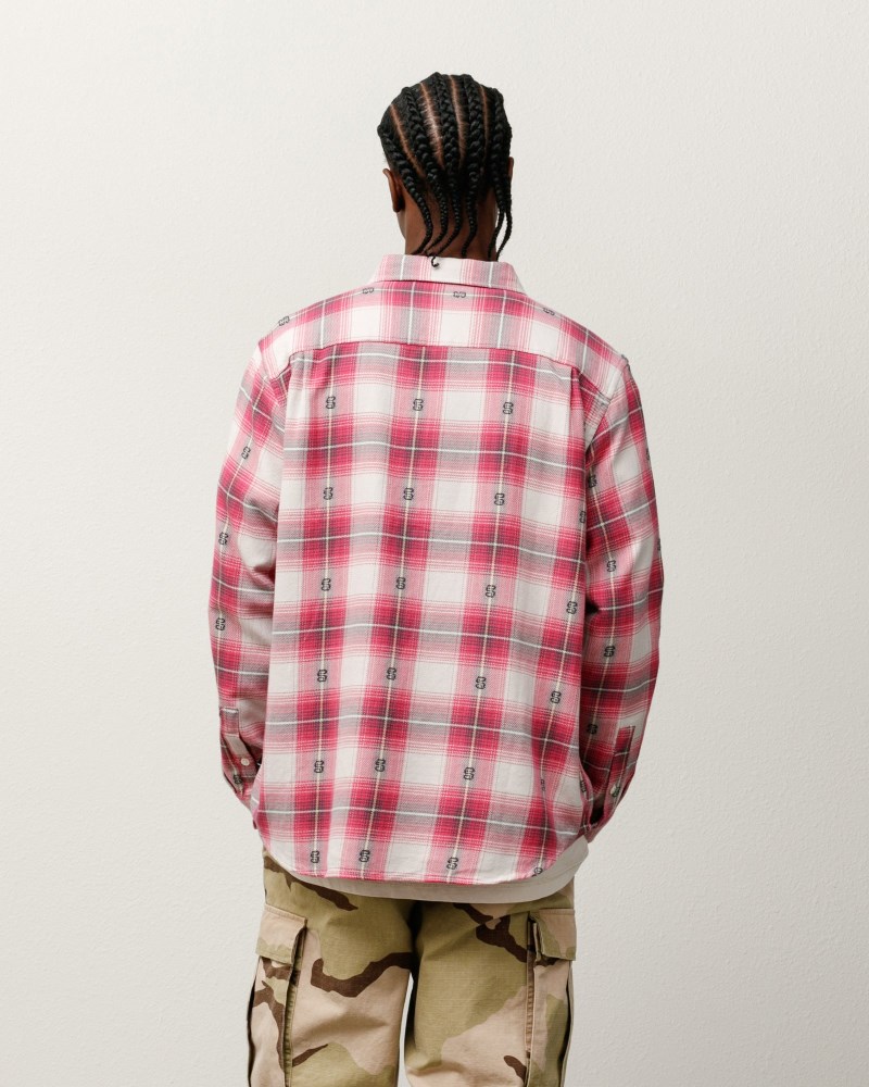 Stussy Skjorte Lyserød - Stüssy Motif Plaid Shirt Herre MO93-4763Q3