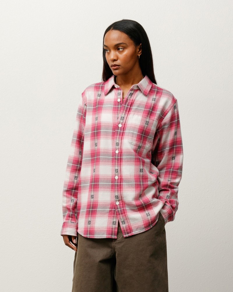 Stussy Skjorte Lyserød - Stüssy Motif Plaid Shirt Herre MO93-4763Q3