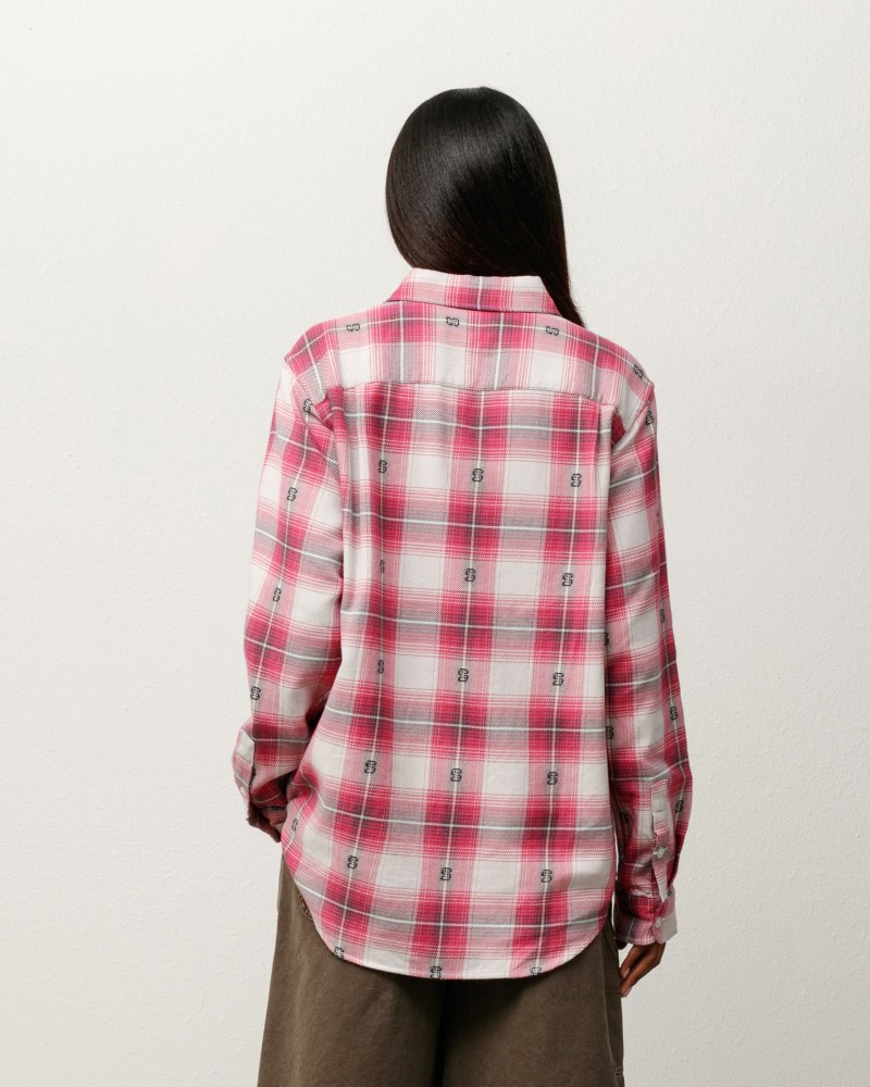Stussy Skjorte Lyserød - Stüssy Motif Plaid Shirt Herre MO93-4763Q3
