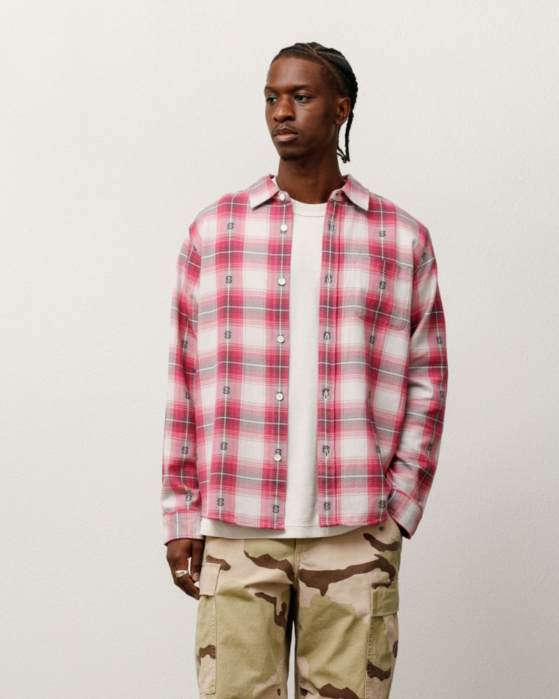 Stussy Skjorte Lyserød - Stüssy Motif Plaid Shirt Herre MO93-4763Q3