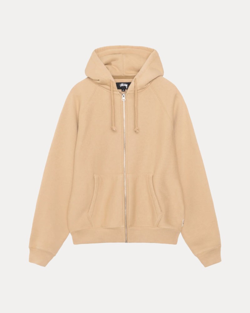Stussy Hættetrøje Khaki - Stüssy Relaxed Zip Hoodie Dame KV14-0474T4