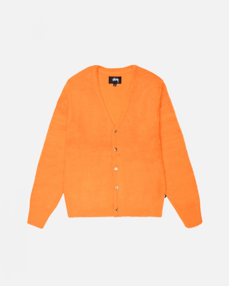 Stussy Trøjer Rød Orange - Stüssy Shaggy Cardigan Herre SX59-3969K6