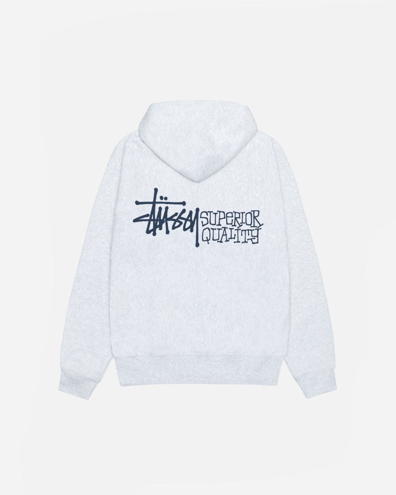 Stussy Hættetrøje Hvide - Stüssy Superior Quality Zip Hoodie Herre ZH81-2931J9